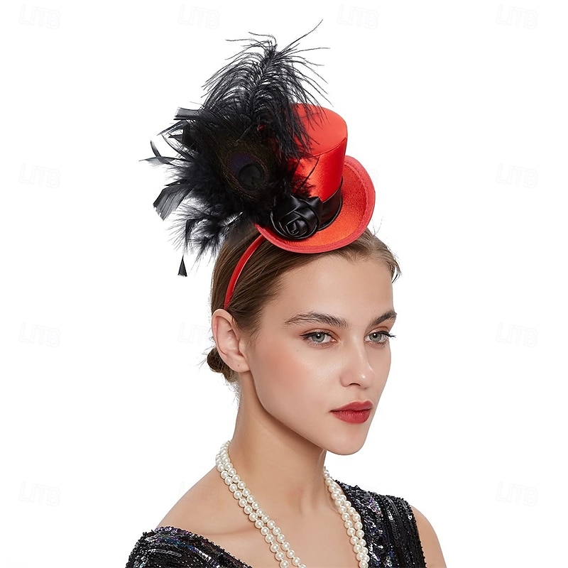 Fascinators Hat for Women Tea Party Headband Mini top Hats Cocktail Flower Mesh Feathers Hair Clip3