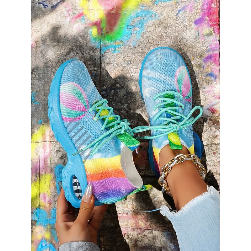 Women's Pride Month Rainbow Flyknit Sneakers – Colorful Lightweight Breathable Running Shoes for LGBTQ+ Events, Walking, Fitness & Casual Street Style3