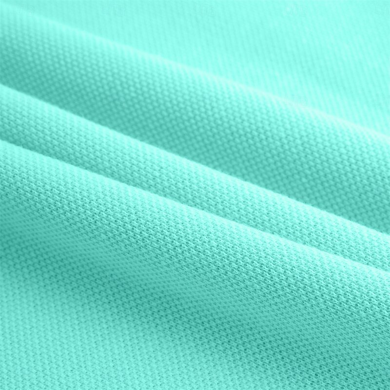 Men's Cotton Polo Shirt Golf Polos Shirts Work Business Ribbed Polo Collar Classic Short Sleeve Basic Modern Solid Color Buttons Logo Summer Spring & Summer Regular Fit Light Green Cotton Polo Shirt3