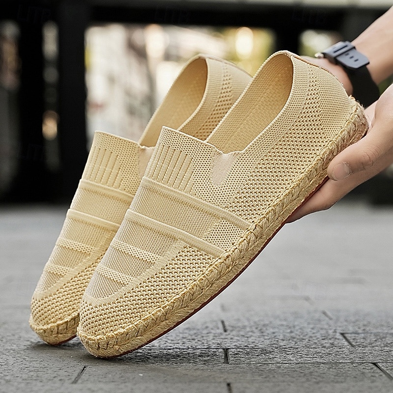 Men's Beige Vacation Espadrilles with Woven Design – Comfortable and Stylish Footwear for Summer and Beach Outings2