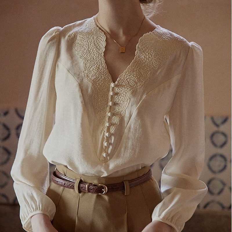 Retro Vintage 1950s Renaissance Blouse / Shirt Embroidered Fancy Dress Women's Vacation Casual Daily Adults' Blouse Spring & Summer