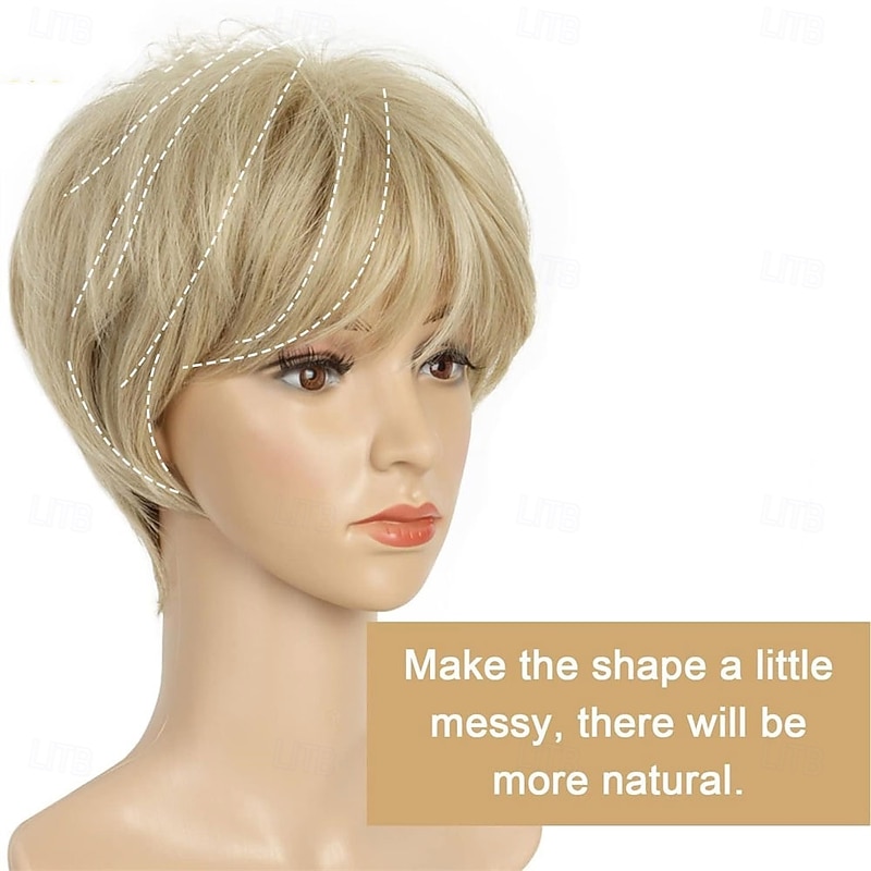 Blonde Wigs for Women Pixie Cut Wig Short Hair Wigs with Bangs for Daily Use and Cosplay3