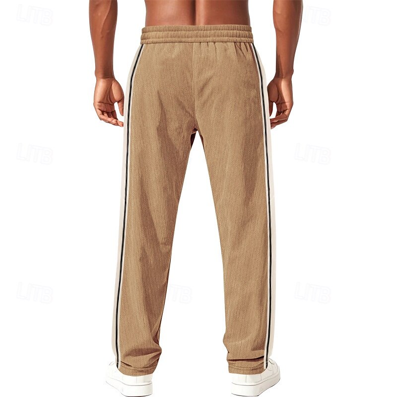 Men's Athletic Pants Sweatpants Corduroy Pants Trousers Pocket Drawstring Elastic Waist Color Block Comfort Sports Outdoor Daily Fashion Casual Black Army Green Micro-elastic2