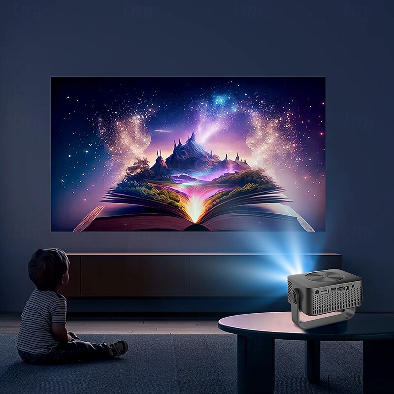 Portable Projector Native 1080P 4K Auto Focus and Keystone Correction 360 Adjustable Stand Detachable Portable3