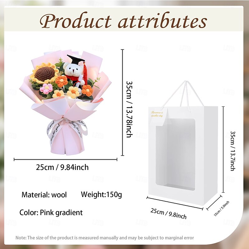 Graduation Crochet Flowers Bouquet Gift, Handmade Eternal Yarn Flower Keepsake – Unique Graduation Gift for Her, Class of 2025 Memory, Forever Blooming Ceremony Flowers3