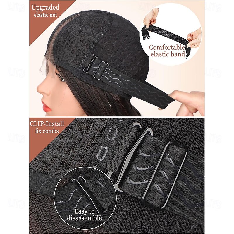 Long Brown Highlights Wigs for Women Ombre Brown Mixed Blonde Wigs with Black Roots Synthetic Long Curly Wavy Wigs With Lace Hairline Heat Resistant Fiber Wig for Daily Party Use4