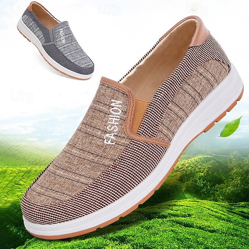 Men's Slip-On Canvas Loafers – Lightweight Breathable Casual Shoes for Summer Walking, Travel and Daily Use