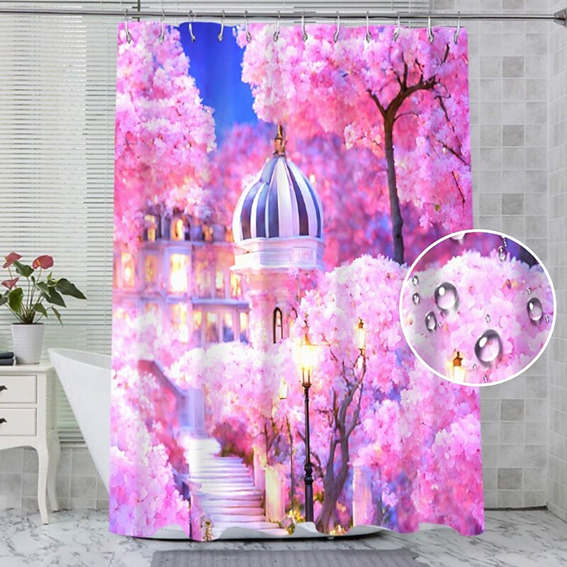 Shower Curtain with Hooks 180cm*180cm(70