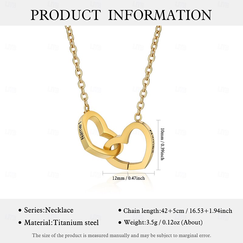 Heart Link Necklace, Personalized Name Pendant, Perfect Gift for Girlfriend Wife Mom, Mother's Day Valentine's Day Christmas Birthday Anniversary, Elegant Everyday or Special Occasion Accessory2