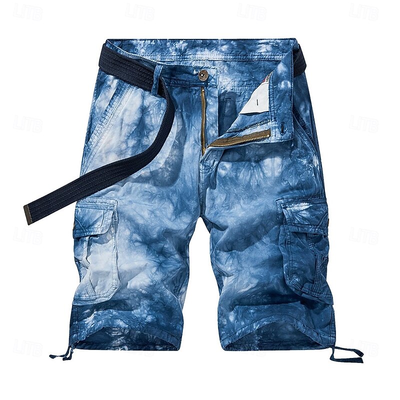 Men's Cargo Shorts Outdoor Shorts Camping Shorts Shorts Casual Shorts Multi Pocket Straight Leg Tie Dye Camouflage Moisture Wicking Wearable Knee Length Outdoor Casual Daily Fashion Classic Style2