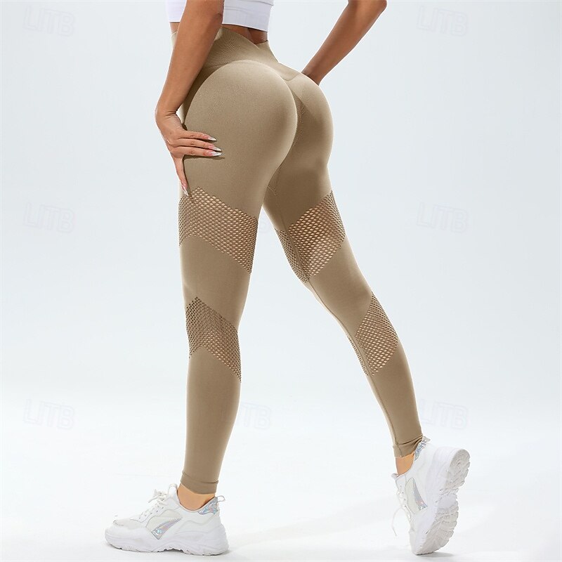 Women's Yoga Pants Yoga Leggings Hollow Out Butt Lift Tummy Control High Waist Pilates Gym Workout Workout Tights Solid Color Black White Blue Spandex Fall Sports Activewear Stretchy Skinny3