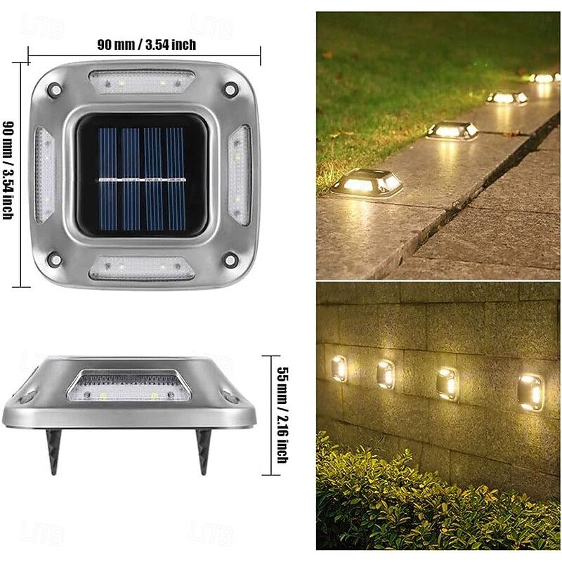 Outdoor Solar Groud Lights Courtyard Garden Arrangement Lawn Lamp, Villa Landscape Pillar Decorative Lamp, IP65 Waterproof LED Solar Lamp,for Patio,Porch,Garden,3000K/6000K4