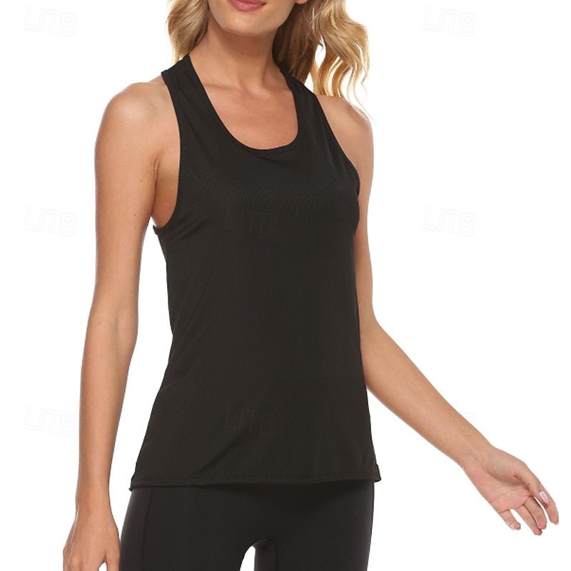 Women's Solid Colored Workout Tank Top Sport Shirt Sports Tank Top Tank Top Sleeveless Tennis Golf Pickleball Crew Neck Crisscross Back Black Pink Burgundy Tennis Clothing2