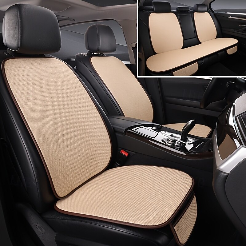 High-Quality Linen Car Seat Cushion, Non-Slip, Dirt-Resistant, Comfortable, Machine Washable, All-Season, Universal Fit3