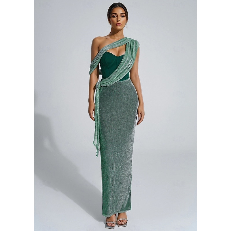 Mermaid / Trumpet Party Dresses Elegant Dress Wedding Wedding Guest Ankle Length Sleeveless Strapless Satin with Glitter