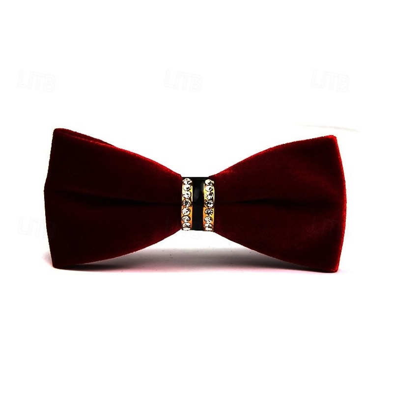 Men's Vintage Bow Tie Wedding Party Homecoming Velvet Bow Tie Solid Color Black Burgundy Royal Blue2