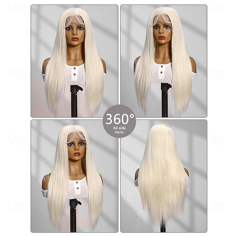Synthetic Lace Wig Straight Style 26 inch Blonde Middle Part 13x4 Lace Front Wig Women's Wig Light golden2