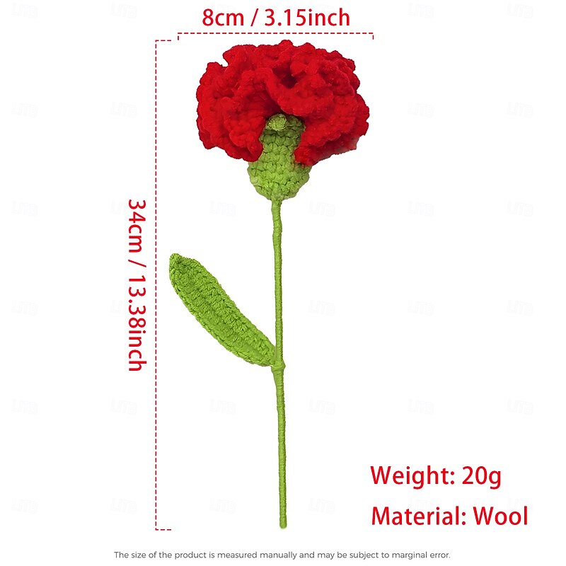 1 Branch Crochet Rose Flower, Knitted Artificial Flower for Home Decor, Eternal Handmade Gift for Women, Girls, Friends, Birthday, Wedding Party3