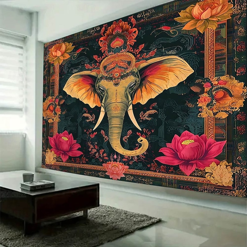 Mandala Elephant Hanging Tapestry Wall Art Large Tapestry Mural Decor Photograph Backdrop Blanket Curtain Home Bedroom Living Room Decoration4
