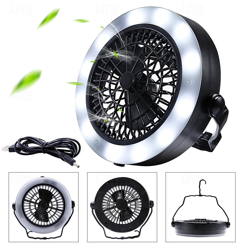 1 Pc Outdoor Camping Multifunctional Fan Light Usb AAA Battery Powered Dual-Purpose Model, Can Be Hung, Handheld Tent, Fishing, Office And Home Use
