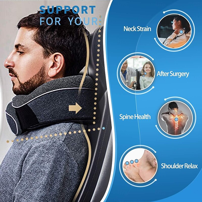 Travel Neck Pillow Chin Support Pillow Adjustable 100% Pure Memory Foam, New Ergonomic Design Soft Best Full Neck Surround Pillow Sleep for Home, Airplanes & Car2