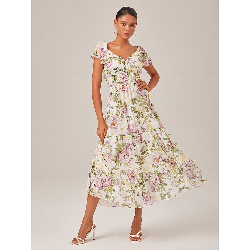 Summer Flowy Backless Chiffon Maxi Dress