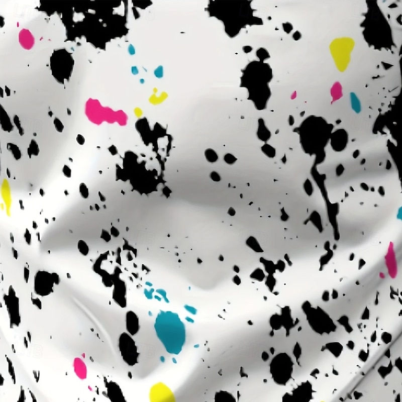 Men's Graffiti Splash Ink Polo Short Sleeve Polo Shirts Collared Shirts Casual School Outdoor Daily Wear 3D Print Summer Black-white4