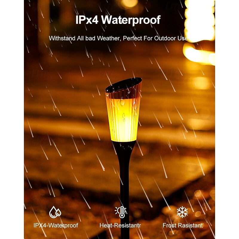 Solar Pathway Lights Outdoor Waterproof Patio Light with tripod Flickering Outdoor IPX4 Waterproof Flame Solar-Powered Pathway Lights for Garden Backyard Pathway Decorations for Halloween4