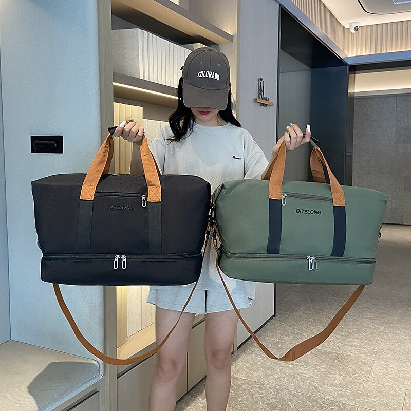 Weekender Bag Travel Duffel Bag with Shoe Compartment, Gym Bag with Wet Dry Separation for Women Men, Large Capacity Lightweight Overnight Tote for Travel, Sports, Fitness