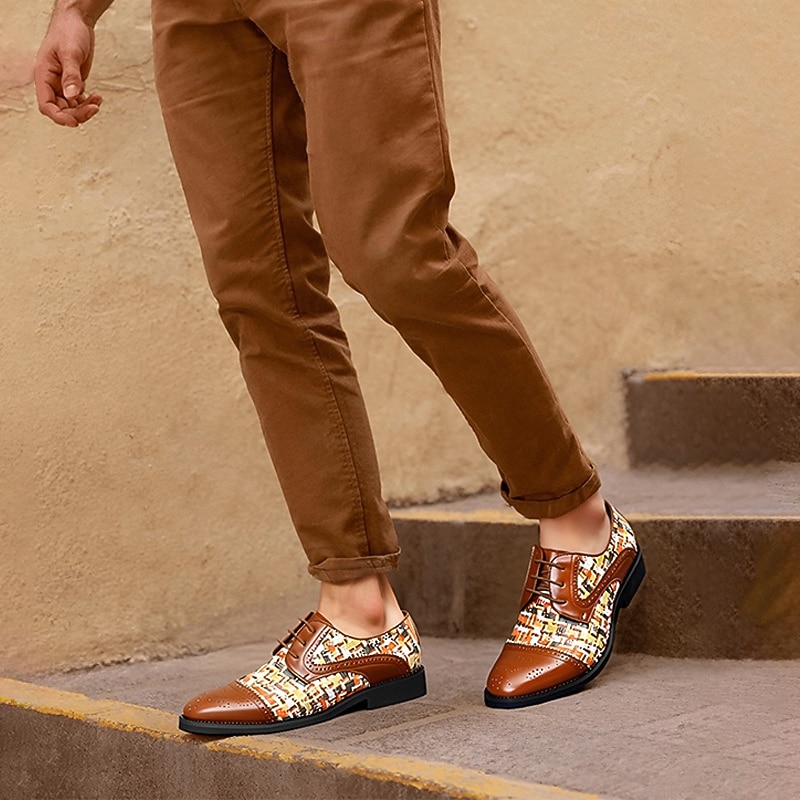 Men's Brown Nylon Woven Faux Leather Shoes – Stylish and Durable with Textile Accents, Perfect for Casual Wear, Office and Semi-Formal Events2