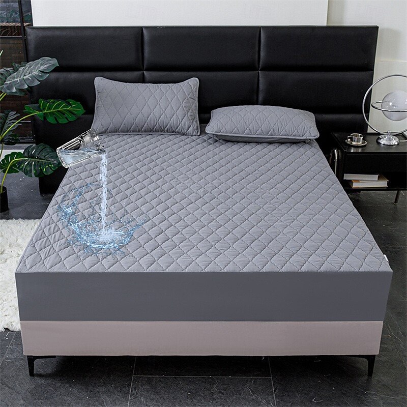 Queen Full King Protective Bed Cover Waterproof Mattress Protector Quilted Fitted Mattress Pad Bed Protector Thick Bed Cover Non-Slip Fitted Sheet with Deep Pocket Noiseless Hypoallergic