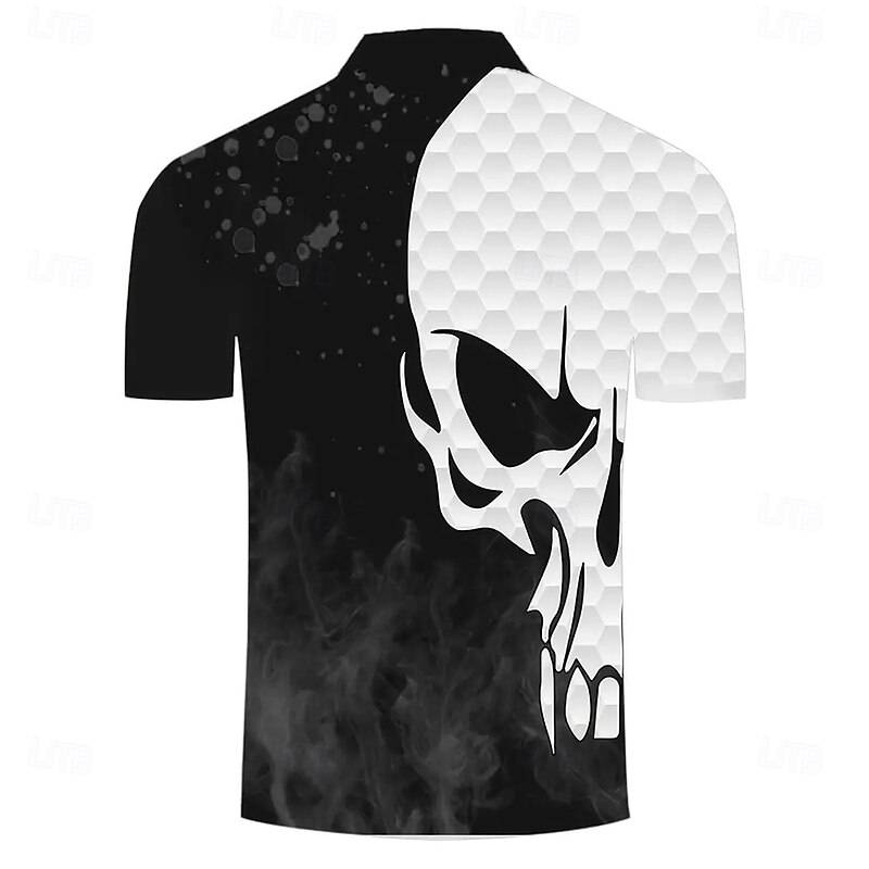 Men's Golf Sports Polo Shirts Short Sleeve Polo Shirts Collared Shirts Casual Outdoor Sports Daily Wear 3D Print Summer Black Blue3