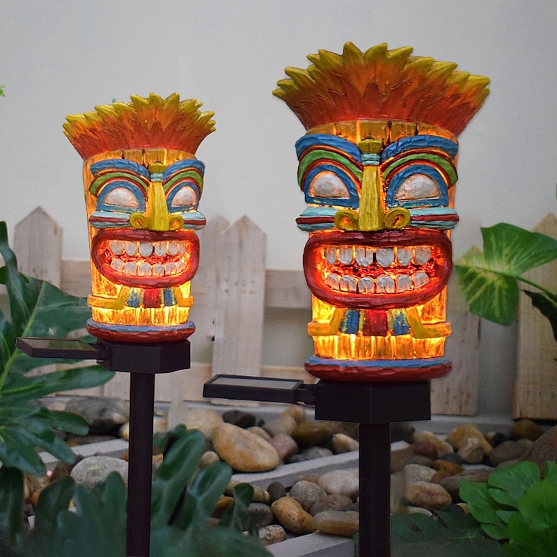 1 Pc Led Outdoor Solar Landscape Lights Powered Wild Man Totem Ground Plug-In Lamp Courtyard Garden Lawn Villa Courtyard Landscape