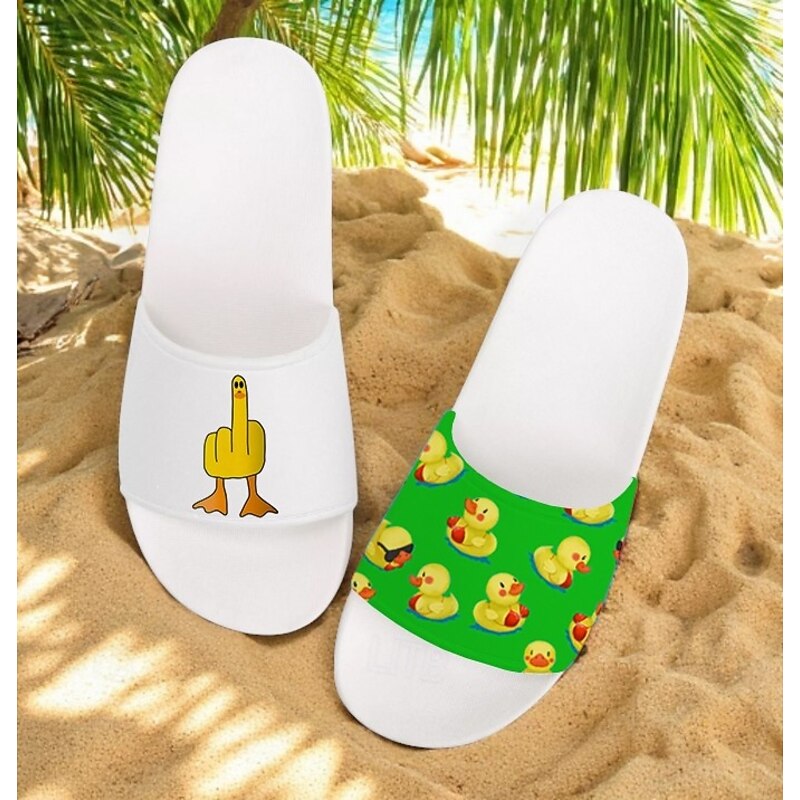 Men's Duck-printed Slide Sandals – Laid - Back & Cool Style for Men in Summer Beach Trips, Barbecues & Casual Outdoor Gatherings