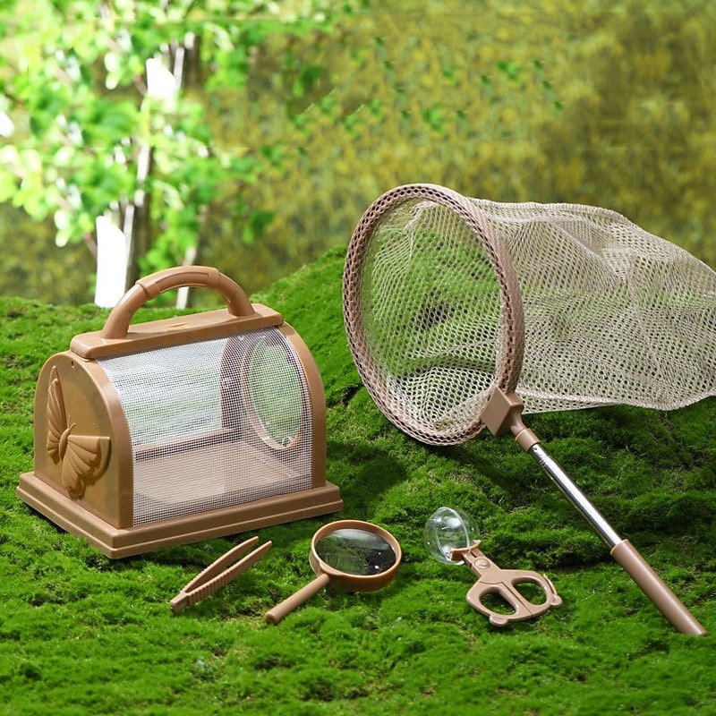 Bug Bungalow Insect Catching Kit with Mesh Case Magnifying Container Tweezers & Magnifier - Educational Outdoor Toys for Toddlers - Nature Exploration Set for Kids 3 Years2