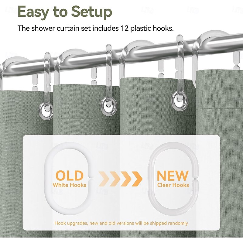 Boho Shower Curtains for Bathroom, Farmhouse Shower Curtain with Tassels, Sage Green Shower Curtain Set, Faux Linen Fabric Shower Curtain with 12 Hooks, Hotel Quality4