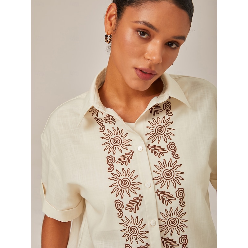 Linen Printed Rolled Cuffs Shirt2