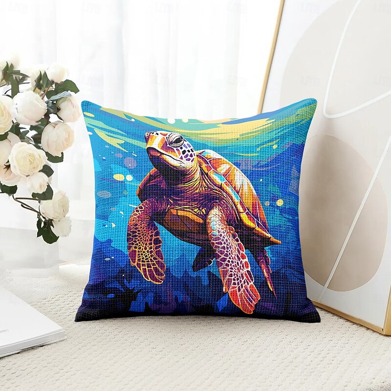 Sea Turtles Decorative Toss Pillows Cover 1PC Soft Square Couch Cushion Case Pillowcase for Bedroom Livingroom Sofa Chair4