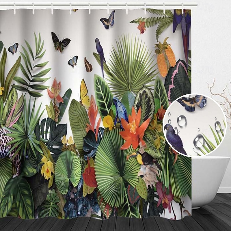 Shower Curtain with Hooks 180cm*180cm(70