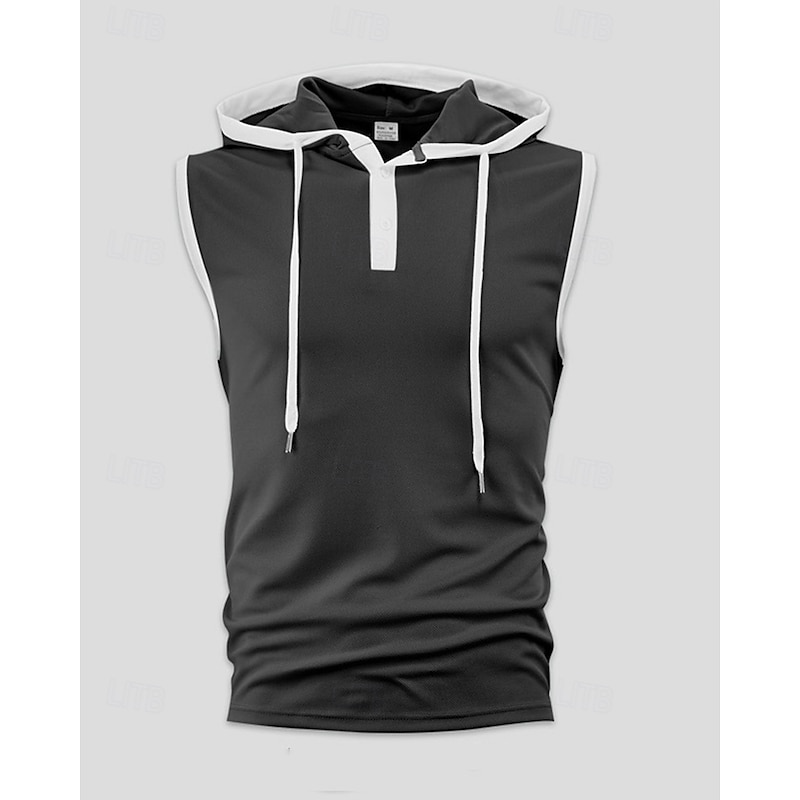 Men's Tank Top Vest Top Undershirt Sleeveless Shirt Sleeveless Hooded Summer Color Block Fashion Designer Basic Patchwork Vacation Street Going out Black White Red Top Tee for Men3