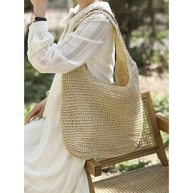 Women's Handmade Woven Straw Shoulder Bag – Large Boho Beach Tote for Summer Travel, Vacation and Casual Outfits4