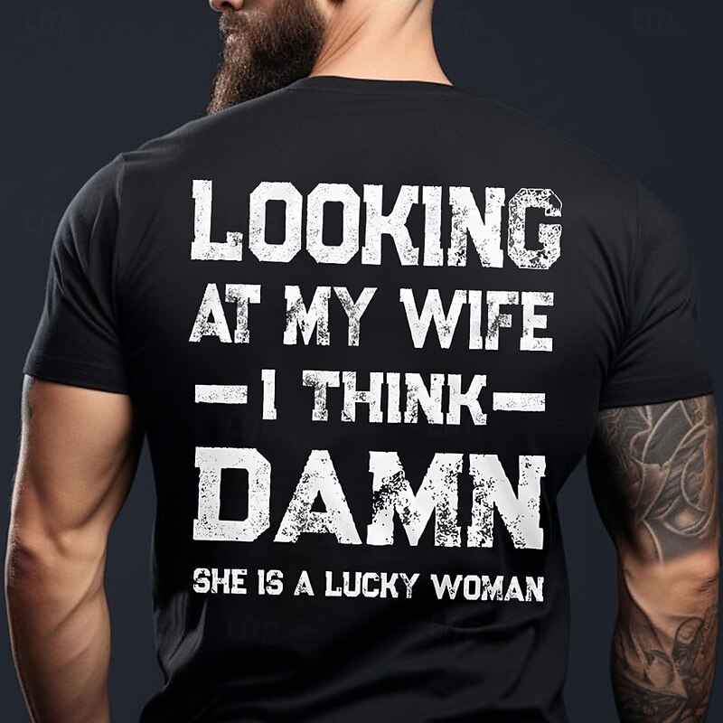 Men's Funny Wife T Shirt Short Sleeve T shirt 3D Print Crew Neck Shirt Fashion Daily Casual Street Casual Daily Black Blue Green Summer Spring All Seasons Clothing Apparel S M L XL XXL XXXL2