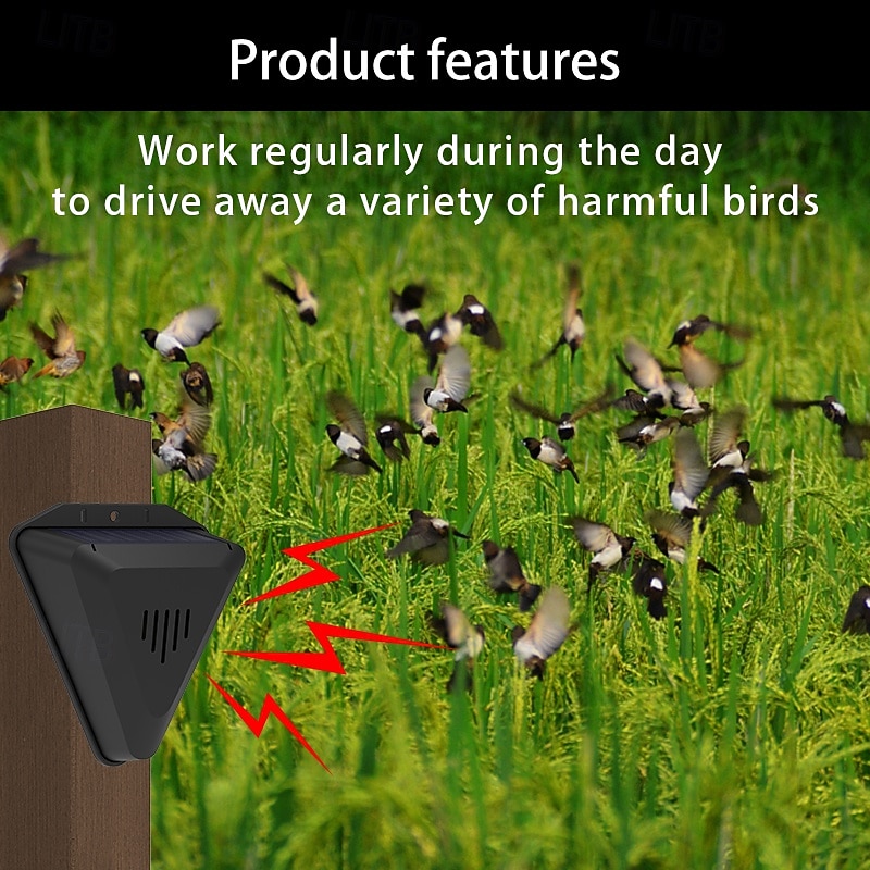 Solar Bird Repeller with Sound & Light Alarm for Orchards, Fish Ponds & Rice Fields – Deterrent for Birds & Animals3