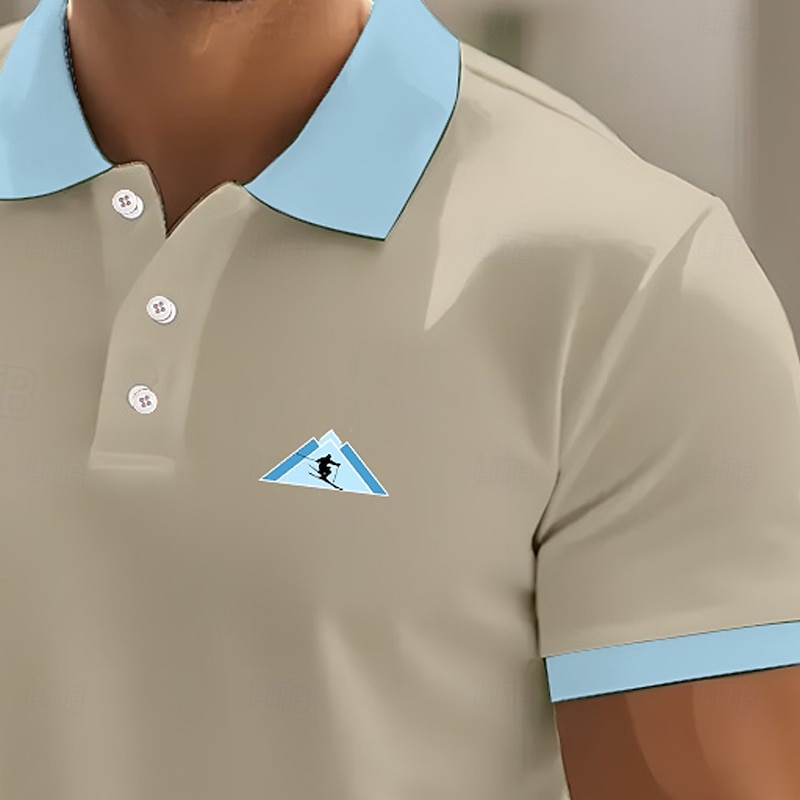 Men's Graphic Polo Short Sleeve Polo Shirts Collared Shirts Casual School Outdoor Daily Wear 3D Print Summer Spring Fall Pink Blue Brown4