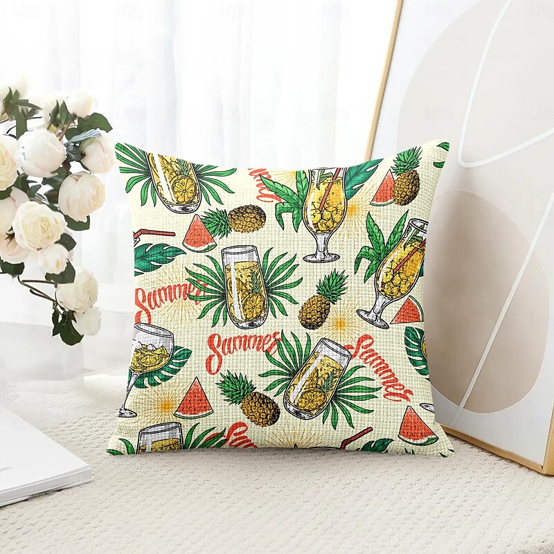 Summer Print Decorative Toss Pillows Cover 1PC Soft Square Couch Cushion Case Pillowcase for Bedroom Livingroom Sofa Chair