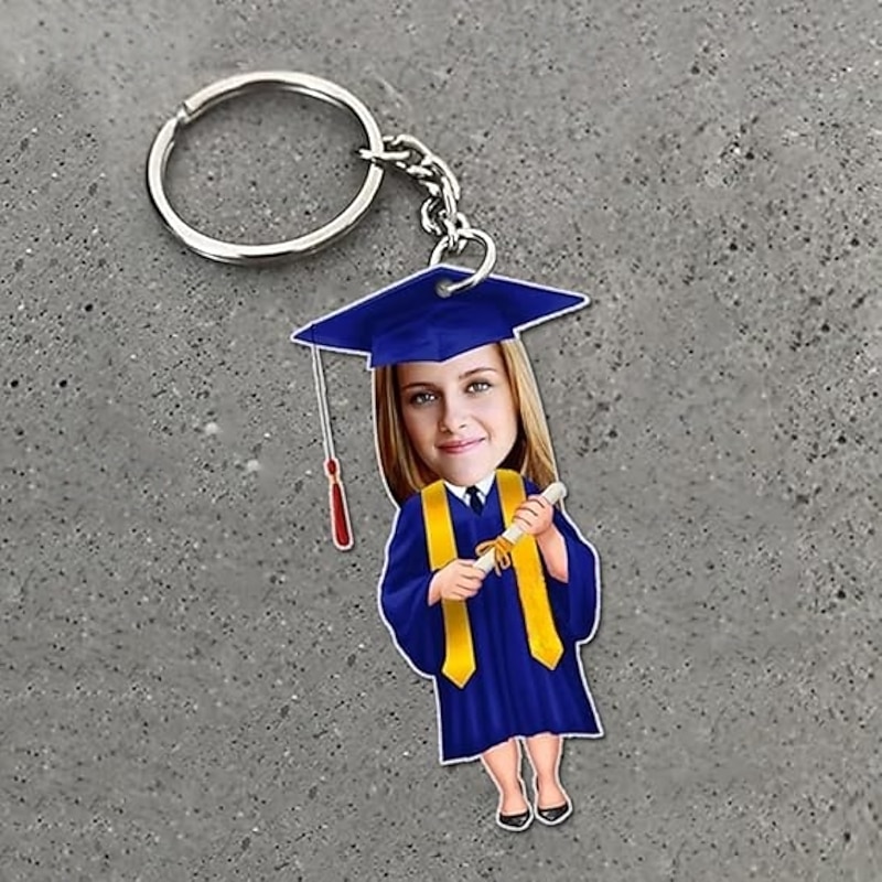 Personalized Graduation Acrylic Keychain Custom Graduate Photo Keychain Funny Face Graduation Gift for Him/Her Class of 2025 Keepsake Keychain4