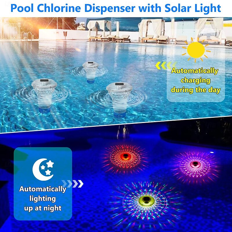 1 Pc Outdoor Waterproof Solar RGB Pool Chlorine Floater Remote Control for Colorful Variable Light Floating Light Fountain Pool Water Float Light2