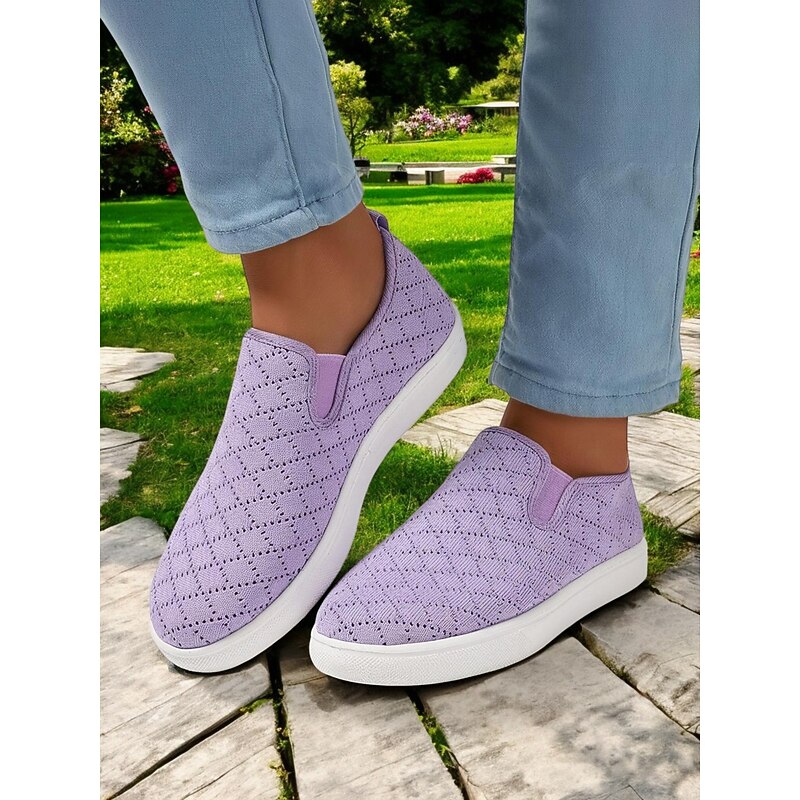 Women's Knit Slip - On Shoes – Breathable & Stylish Style for Women in Spring Picnics, Park Walks & Everyday Errands