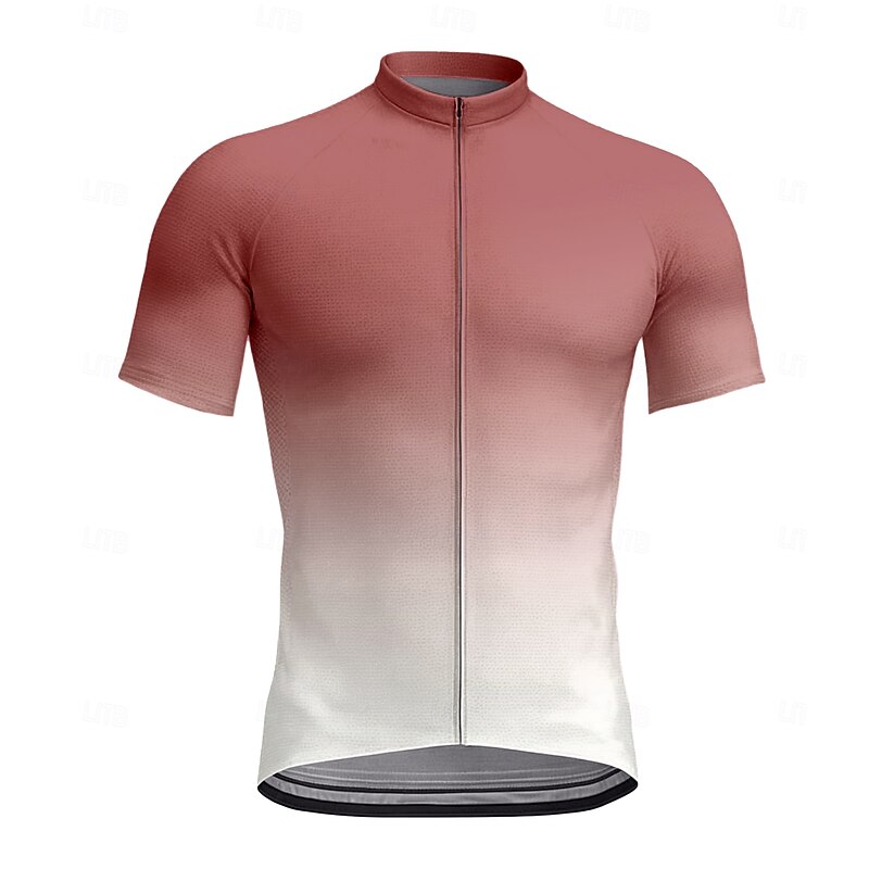 Men's Cycling Jersey Graphic Gradient Short Sleeve Bike Tee Tshirt Jersey Top with 3 Rear Pockets UV Resistant Quick Dry Front Zipper Reflective Strips Sports Black Red Blue Clothing Apparel4