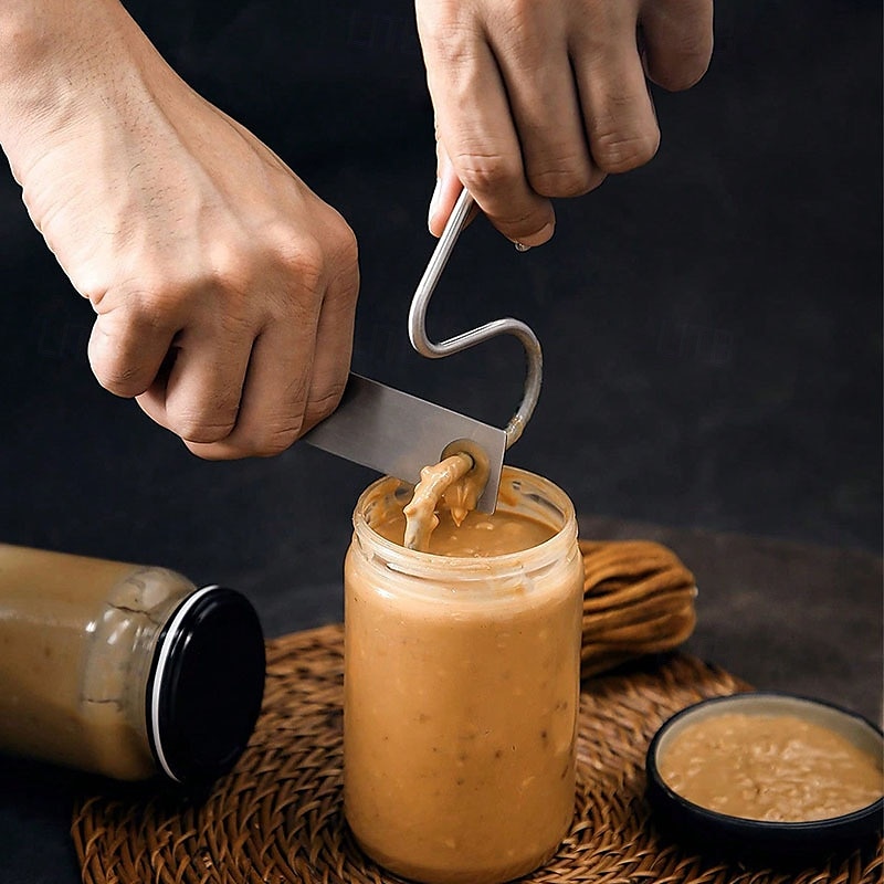 Stainless Steel Peanut Butter Mixer Food-Grade Material Butter Sauce Mixer Kitchen Tool for Natural Peanut Butter, Dough, Yogurt, Sauces, and More - F